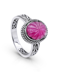 Carved Ruby Sterling Silver Ring