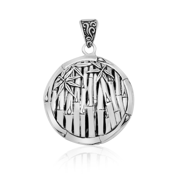 Tranquil Grove – Bamboo Motif Silver Pendant from Bali