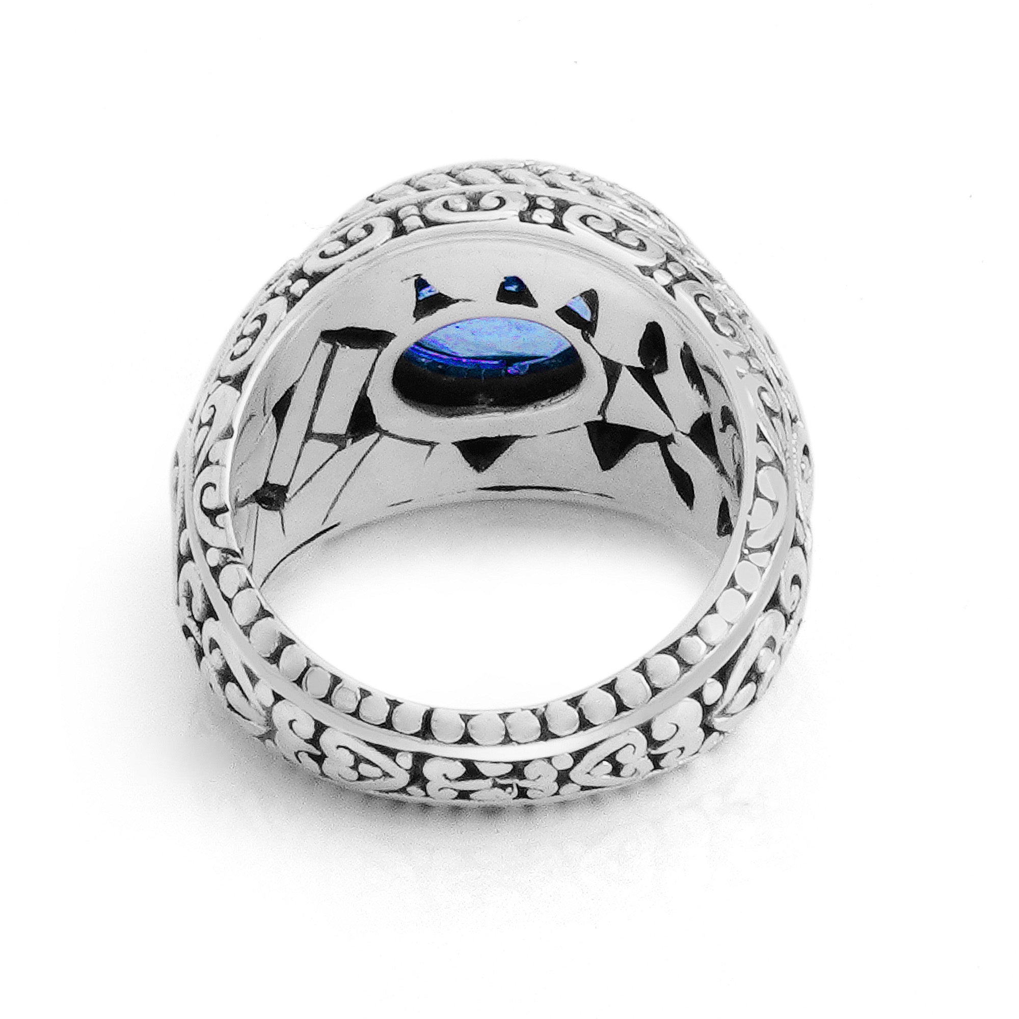Balinese Artisan Handcrafted Sterling Silver Ring with Tanzanite Gemstone