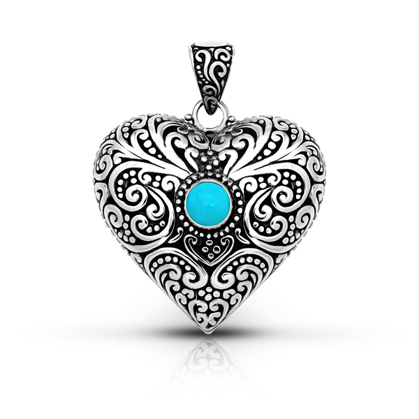 Heart of the Sea Sterling Silver Bali Larimar Pendant