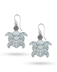 Balinese Artisan 925 Sterling Silver Turtle Earrings with Mother of Pearl