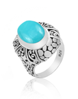 Balinese Artisan Handcrafted Sterling Silver Ring with Sleeping Beauty Turquoise