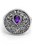 Amethyst Balinese Motif Ring