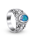 Majestic Boulder Opal Sterling Silver Bali Ring