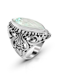 Balinese Artisan Sterling Silver Ring with Mother of Pearl Shell