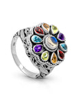 Balinese Artisan Rainbow Multistone Sterling Silver Ring