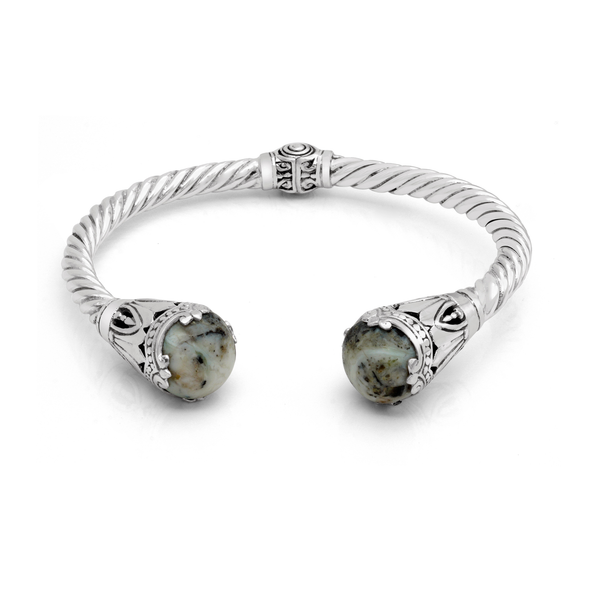Balinese Artisan Dendritic Agate Bangle in Sterling Silver