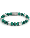Malachite Beaded Bali Sterling Silver Bracelet