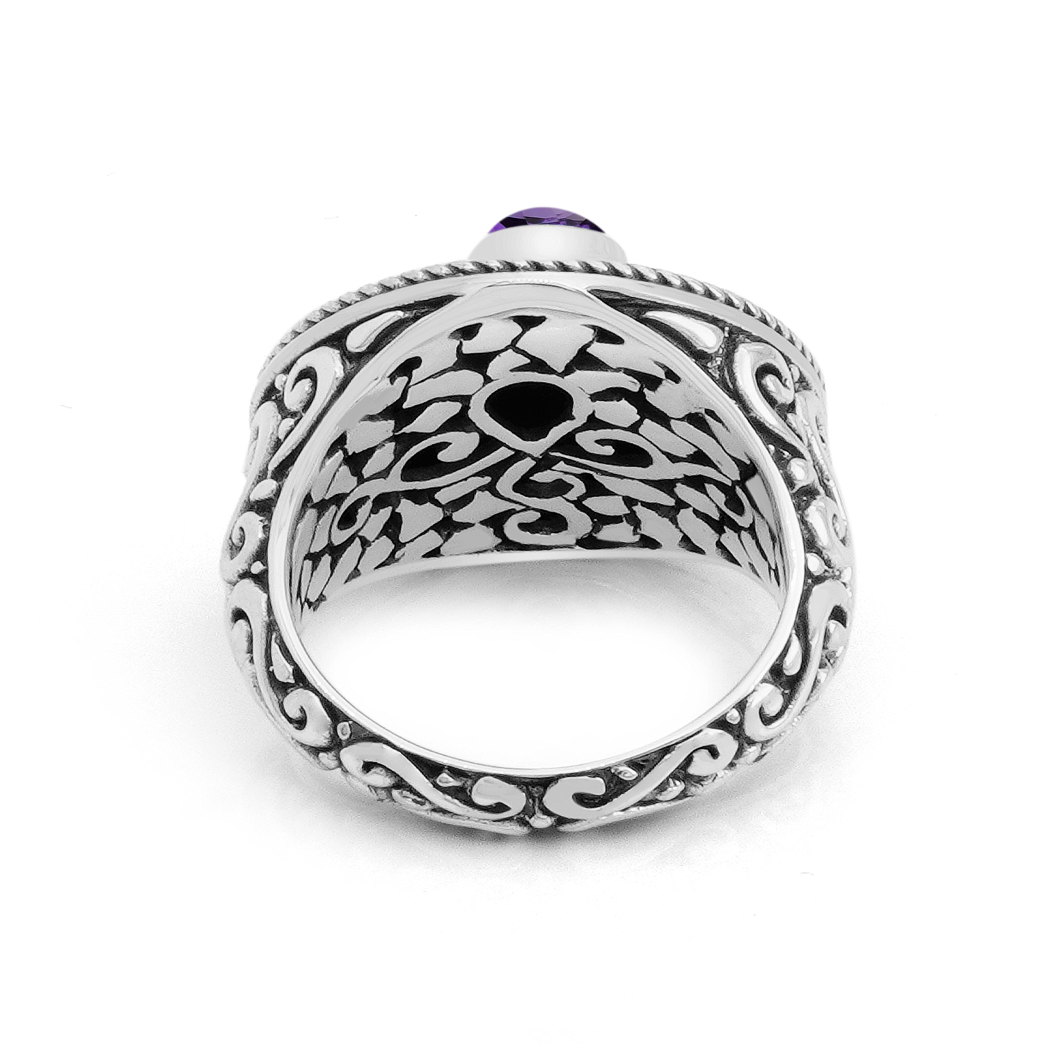 Amethyst Balinese Motif Ring