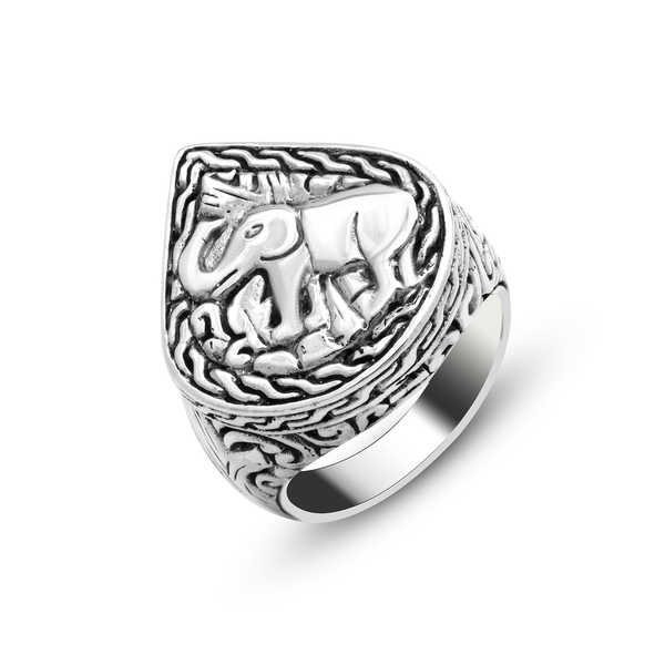 Balinese Artisan 925 Sterling Silver Majestic Elephant Ring