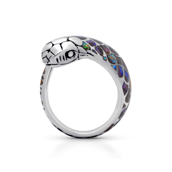 Abalone Inlay Sterling Silver Bali Cobra Ring