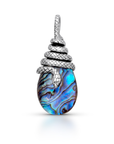 Serpent's Embrace: Sterling Silver Snake Wrapped Around Teardrop Abalone