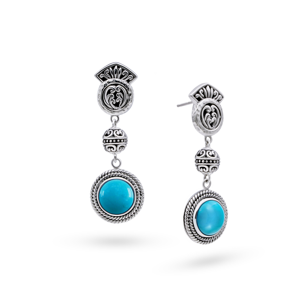 Sterling Silver Sky Blue Bali Regal Earrings
