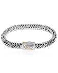 Balinese Artisan 925 Sterling Silver Bracelet with 18K Gold Stripe Centre Lock
