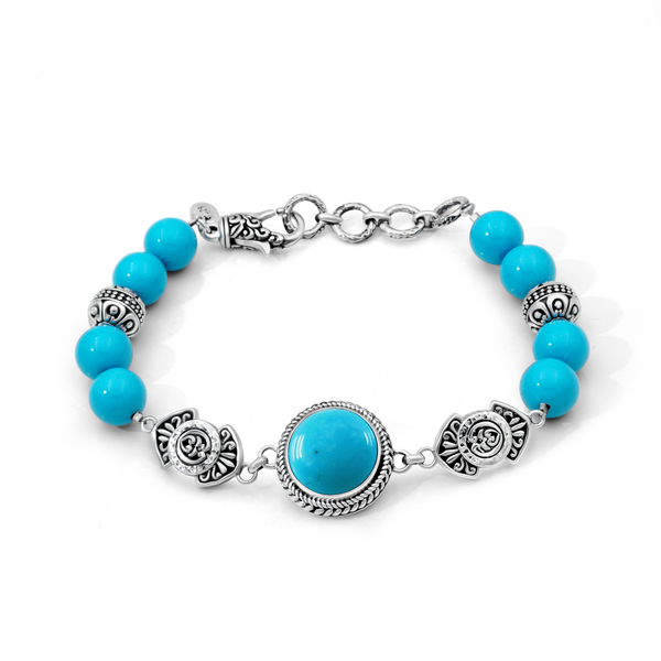 Balinese Artisan Sterling Silver Turquoise Bead Bracelet