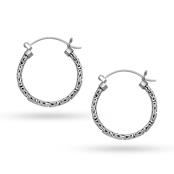 Balinese Artisinal Sterling Silver Hoop Earrings