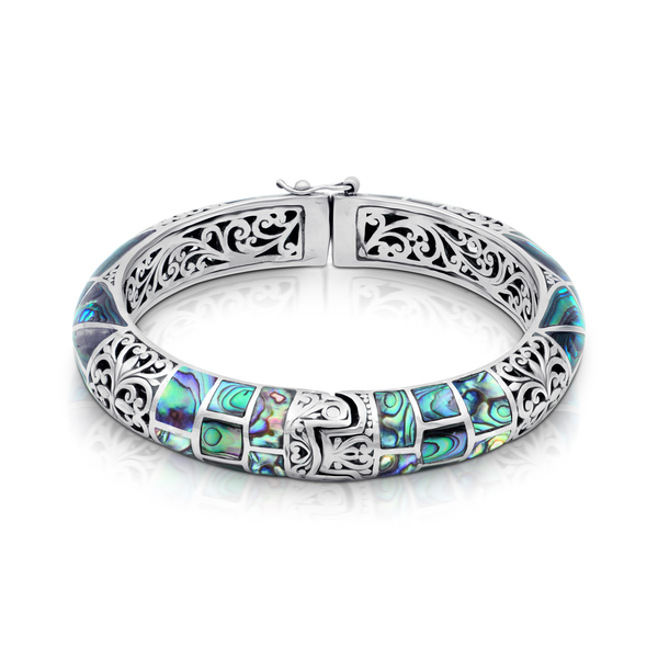 Balinese Sterling Silver Bangle with Abalone