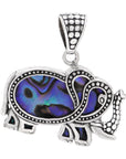 Sterling Silver Elephant Pendant with Abalone Shell