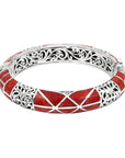 Sterling Silver Bangle with Coral Shell