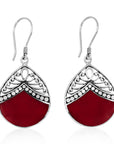 Balinese Artisan 925 Sterling Silver Dangling Earring with Beautiful Red Shell