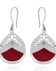 Balinese Artisan 925 Sterling Silver Dangling Earring with Beautiful Red Shell