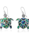 Balinese Artisan 925 Sterling Silver Turtle Theme Dangling Earring with Abalone