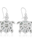 Balinese Artisan 925 Sterling Silver Turtle Earrings with Mother of Pearl