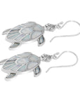 Balinese Artisan 925 Sterling Silver Turtle Earrings with Mother of Pearl