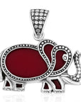 Balinese Artisan 925 Sterling Silver Elephant Pendant with Coral