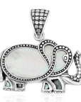 Balinese Artisan 925 Sterling Silver Elephant Pendant with Mother of Pearl