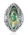 Balinese Artisan 925 Sterling Silver Ring with Abalone Shell