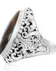 Balinese Artisan 925 Sterling Silver Ring with Abalone Shell