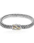 Balinese Artisan 925 Sterling Silver Bracelet with 18K Gold Stripe Lock