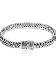 Balinese Artisan 925 Sterling Silver Bracelet with 18K Gold Centre Lock