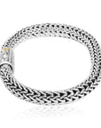 Balinese Artisan 925 Sterling Silver Bracelet with 18K Gold Stripe Centre Lock