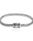 Balinese Artisan 925 Sterling Silver Bracelet with 18K Gold at Centre Lock