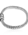 Balinese Artisan 925 Sterling Silver Bracelet with 18K Gold at Centre Lock