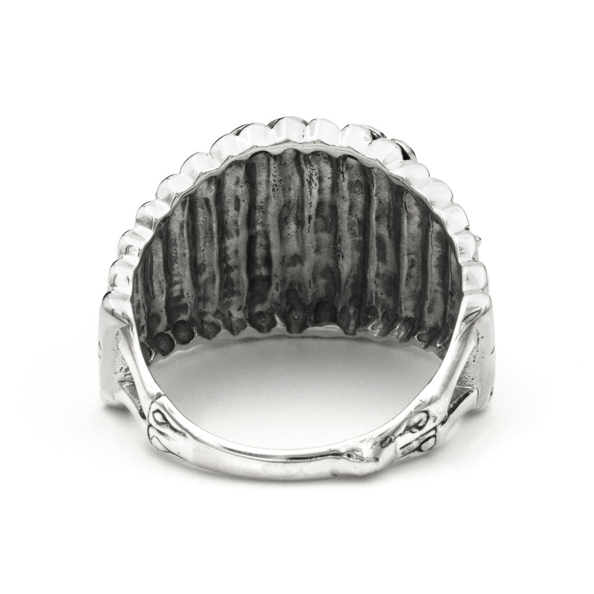 Twin Dragonflies Perched over Bamboo Sterling Silver Ring