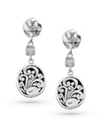 Carved Rose Rainbow Moonstone Sterling Silver Bali Earrings