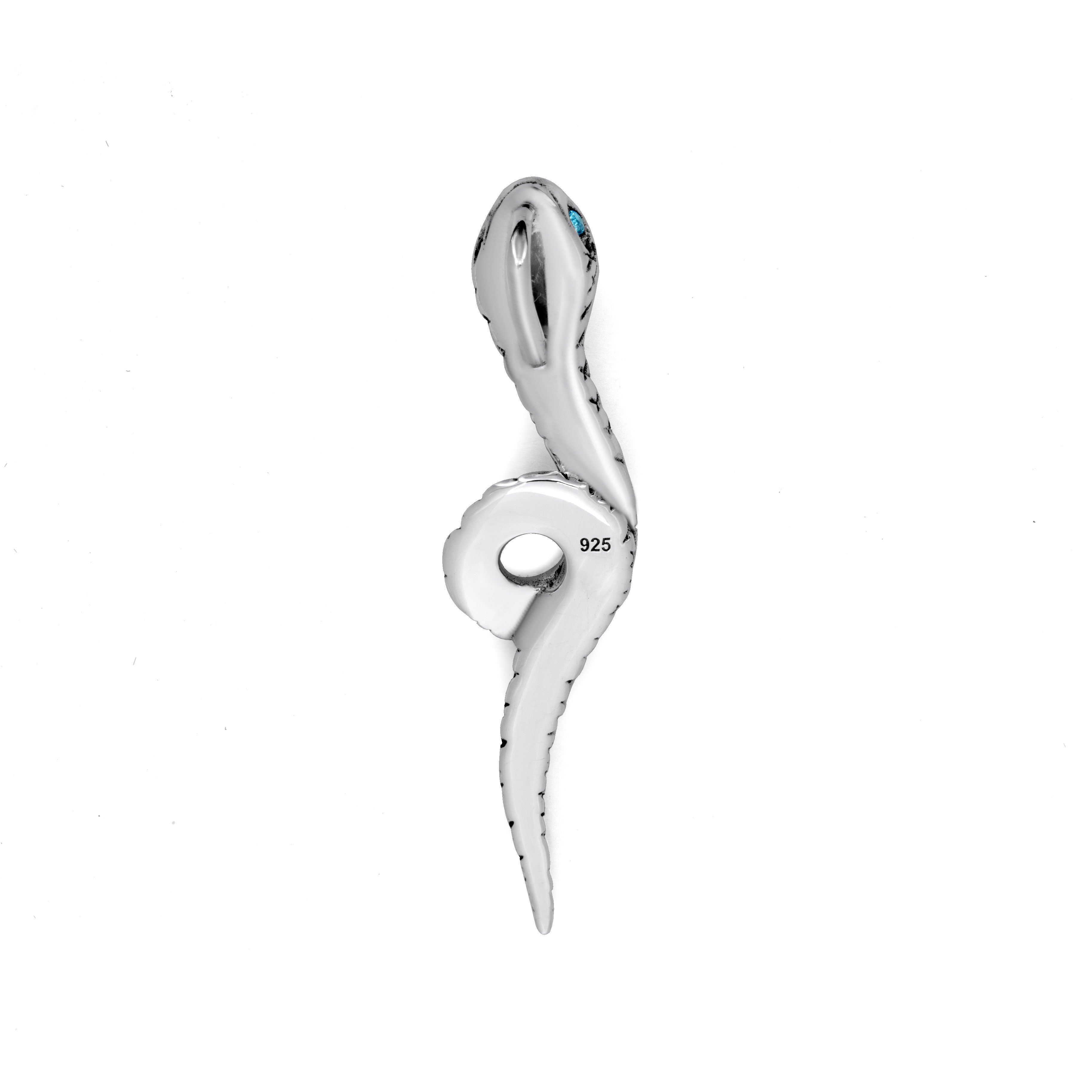 Sleeping Beauty Turquoise Sterling Silver Bali Snake Pendant