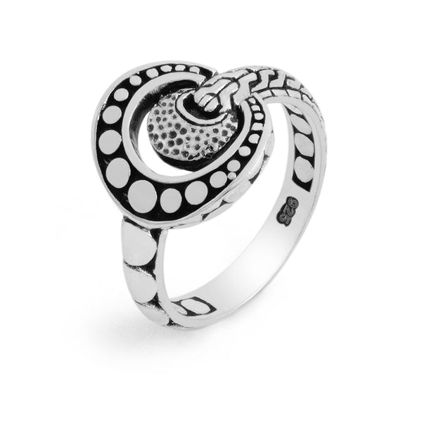 Sterling Silver Crescent Bali Ring