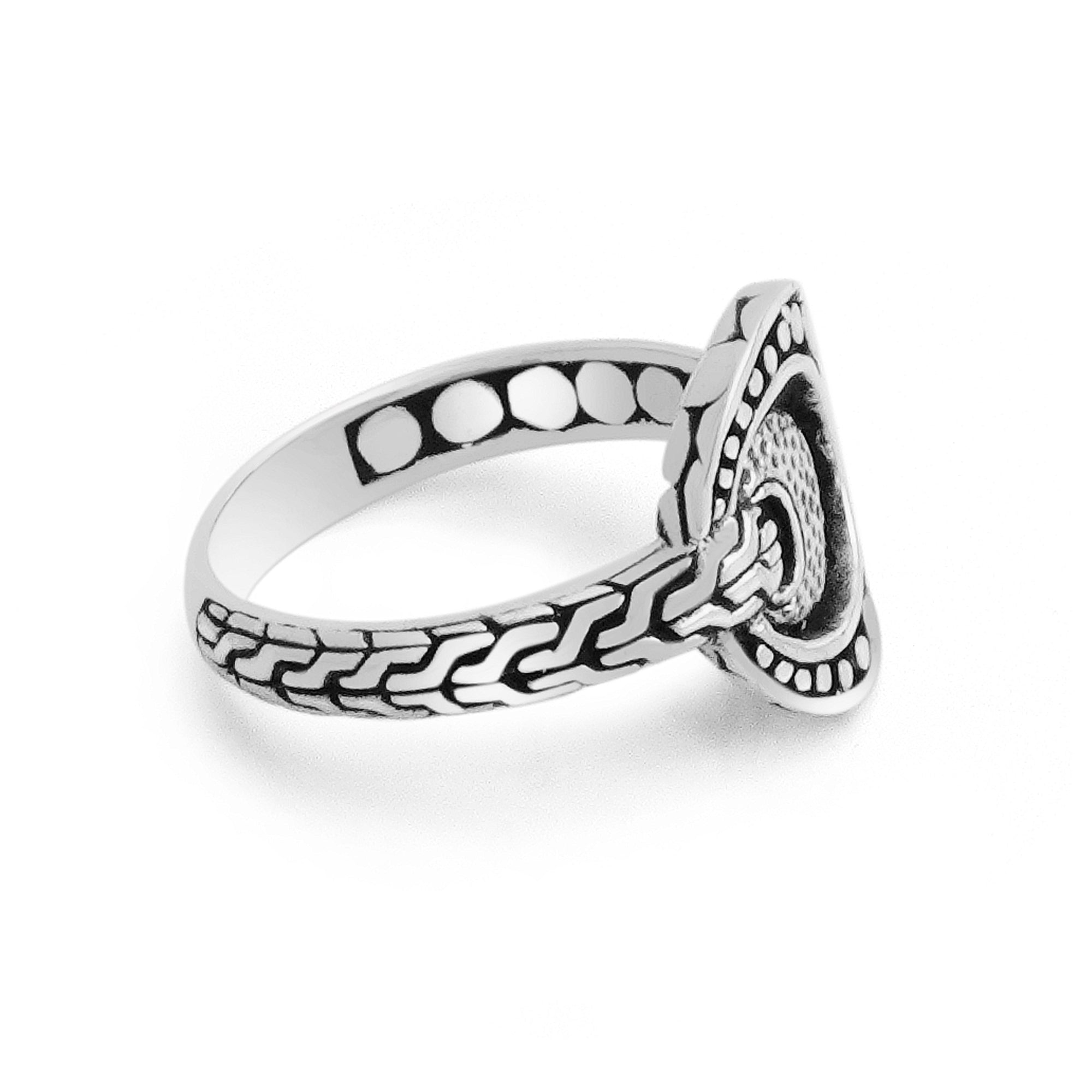 Sterling Silver Crescent Bali Ring