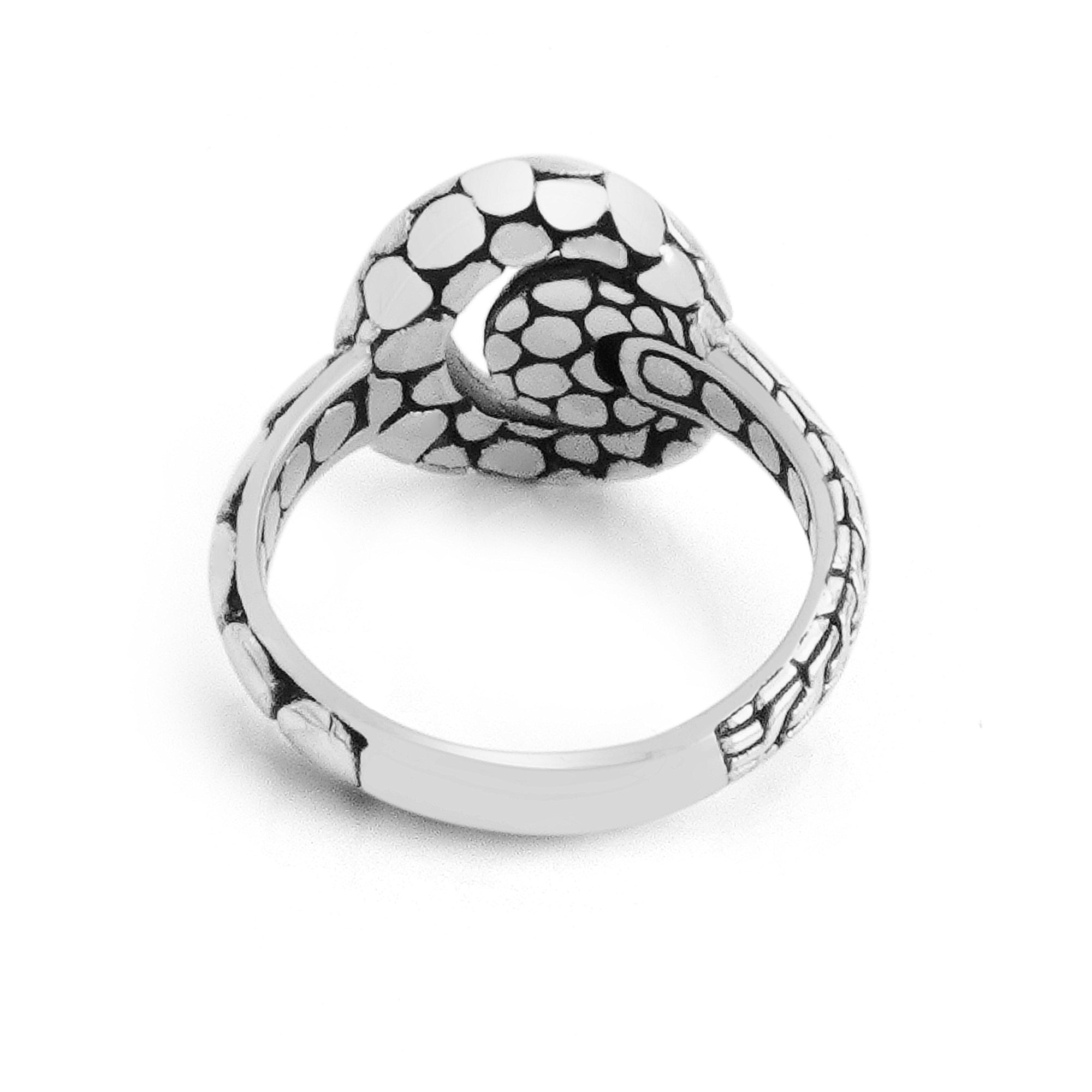 Sterling Silver Crescent Bali Ring