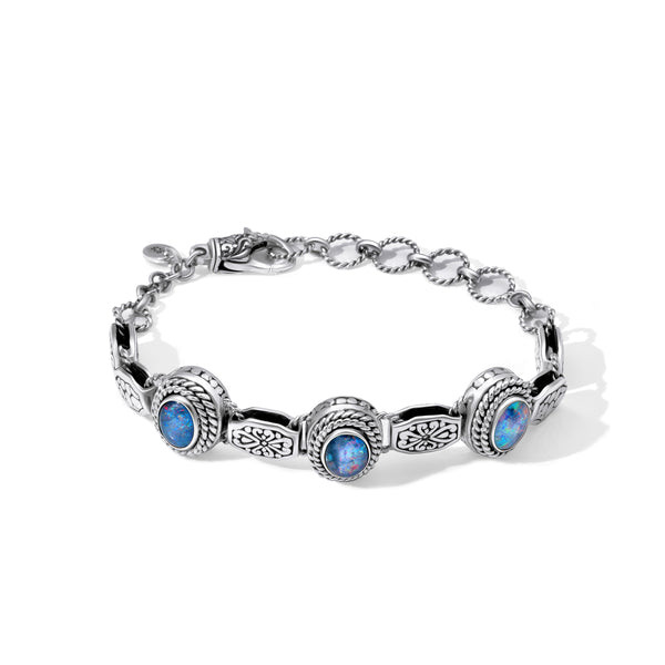 Vibrant Boulder Opal Sterling Silver Bali Bracelet