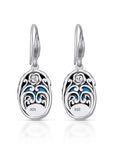 Carved Turquoise Sterling Silver Bali Drop Earrings