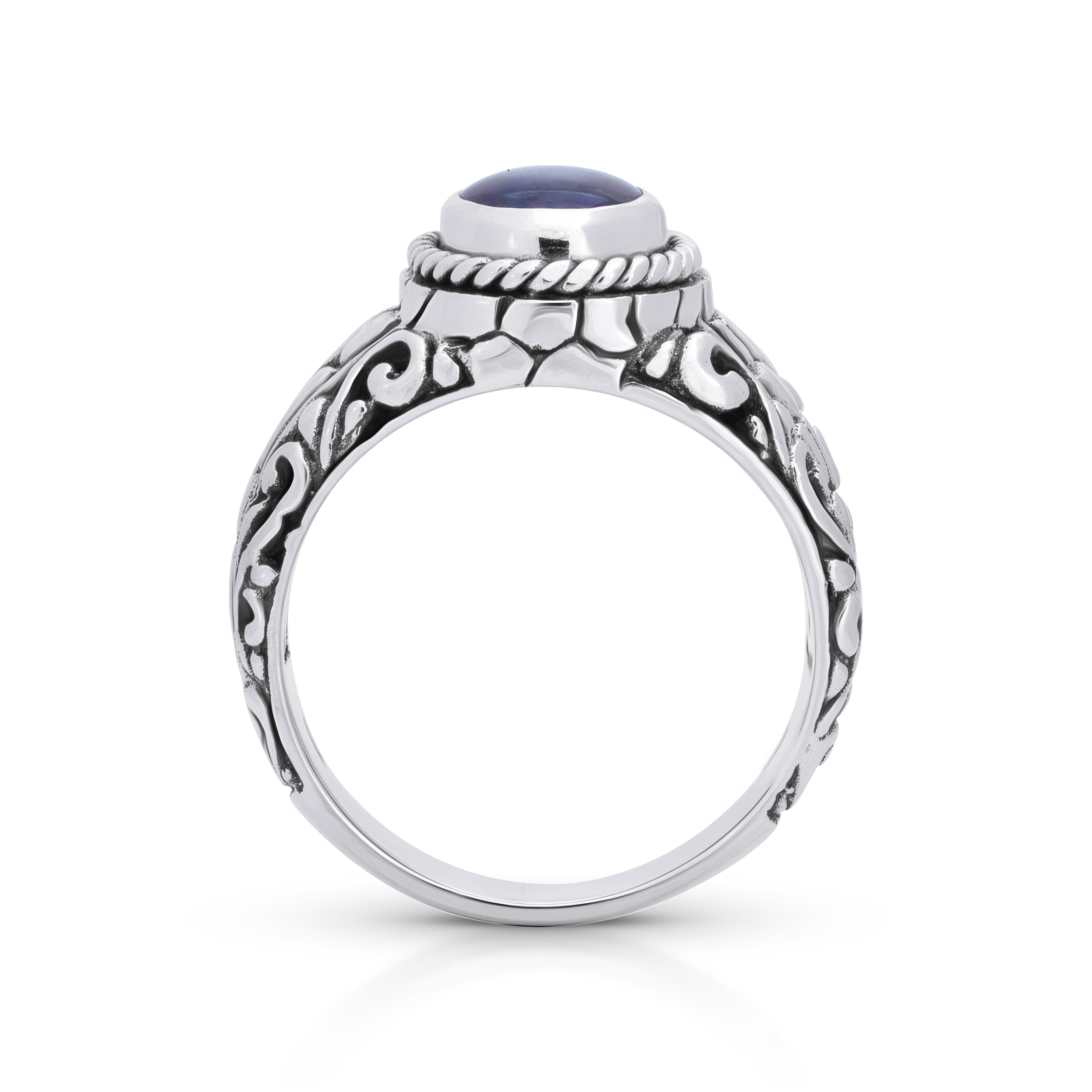 Majestic Boulder Opal Sterling Silver Bali Ring