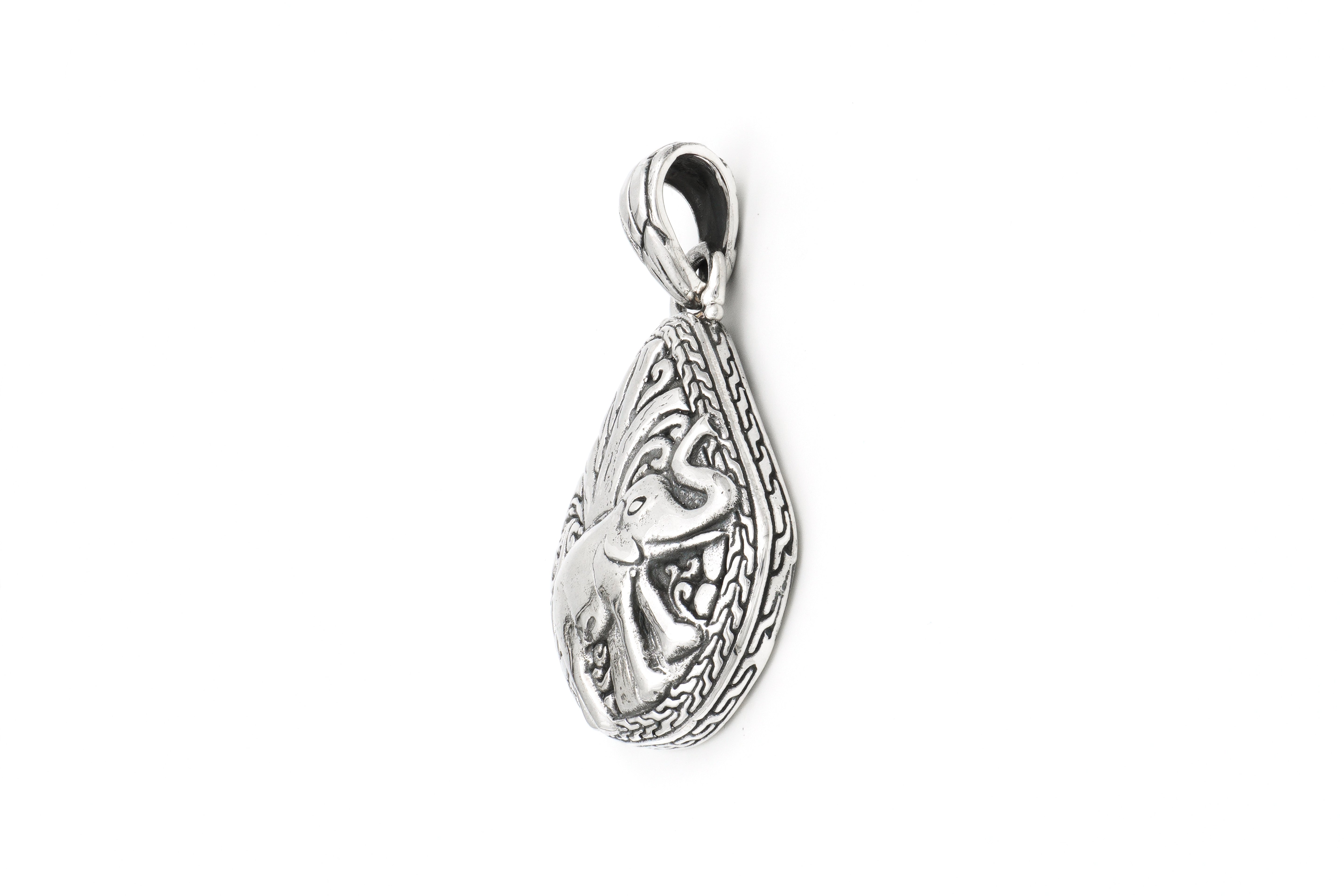 Majestic Balinese Elephant Motif Sterling Silver Pendant