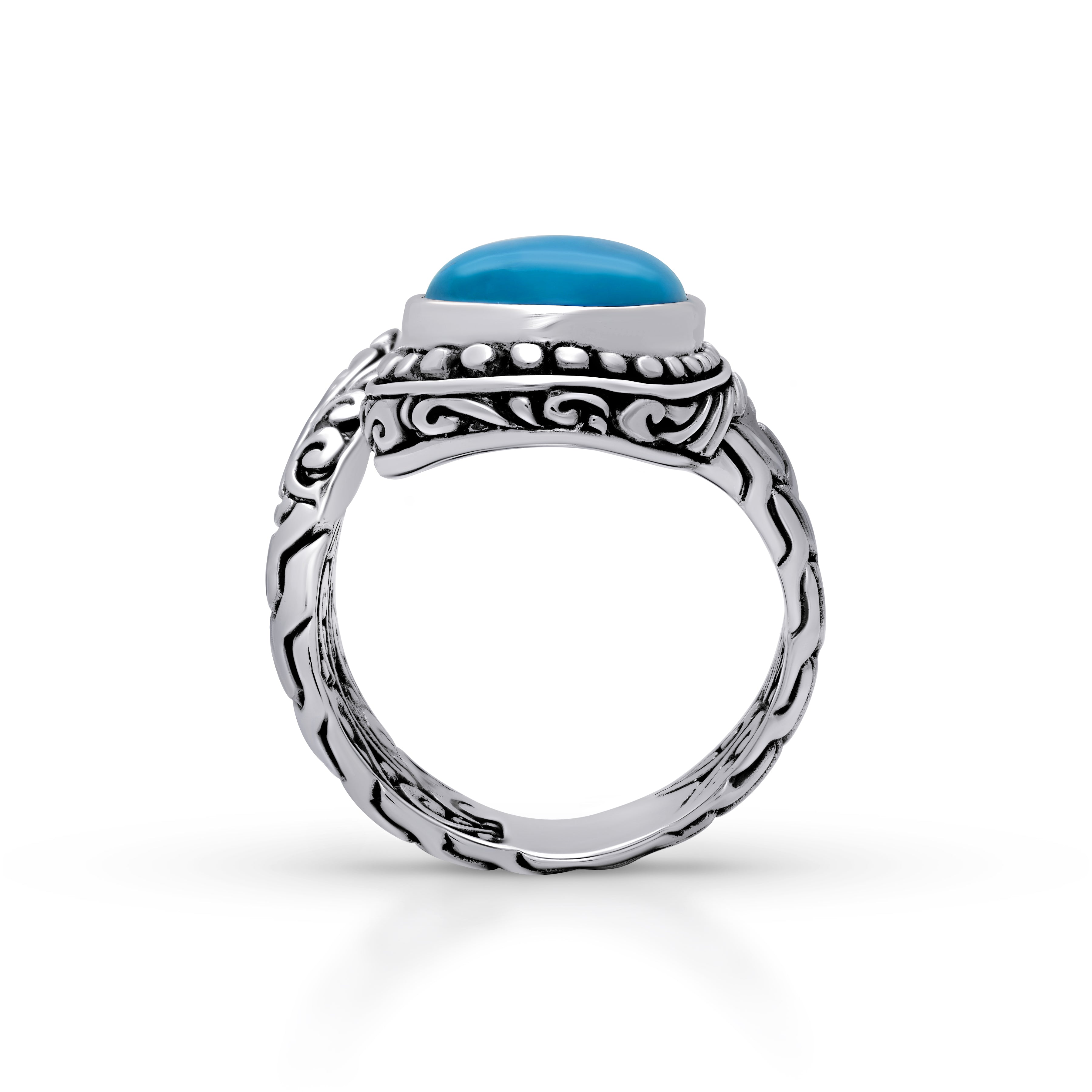 Rich Blue Sterling Silver Bali Regal Ring