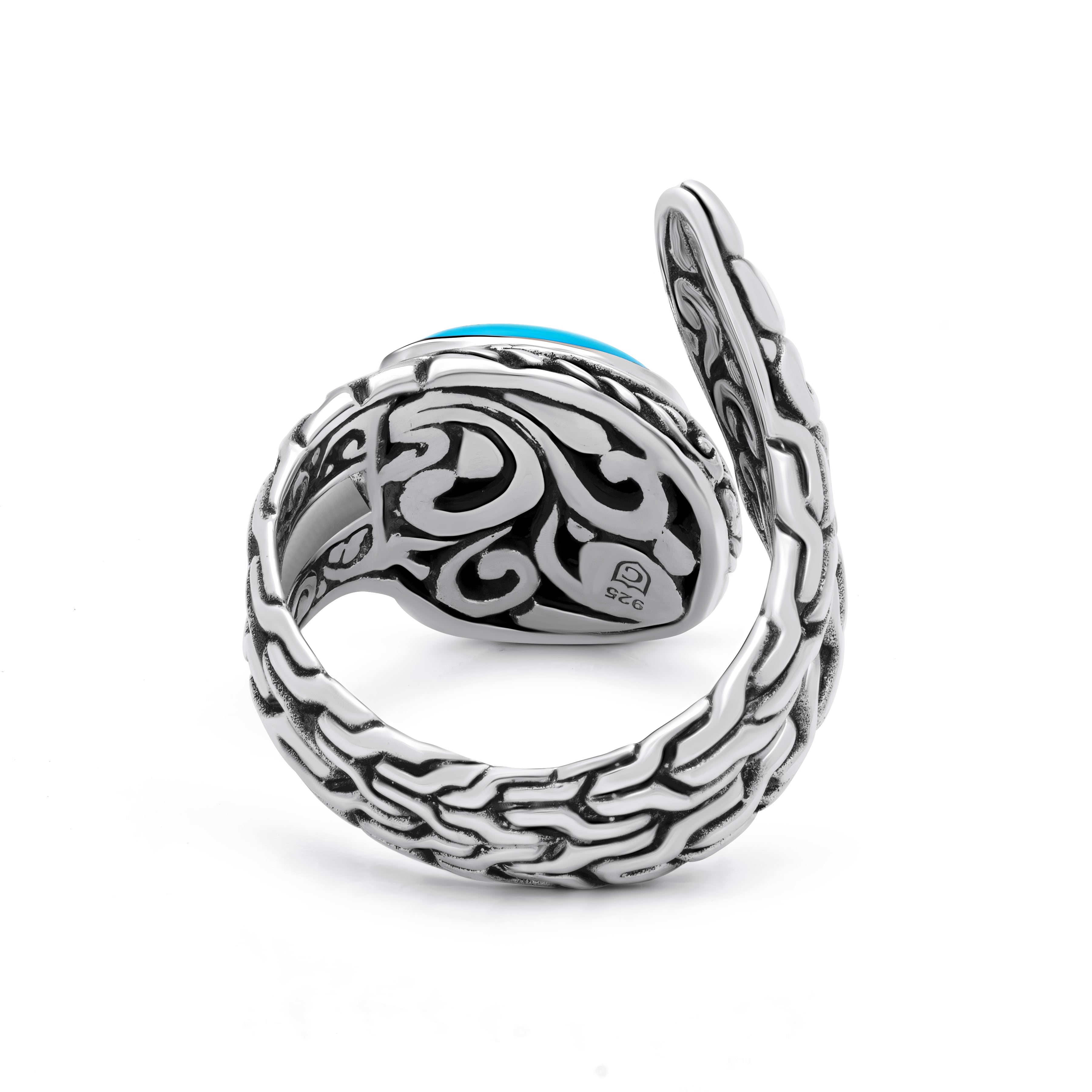Rich Blue Sterling Silver Bali Regal Ring