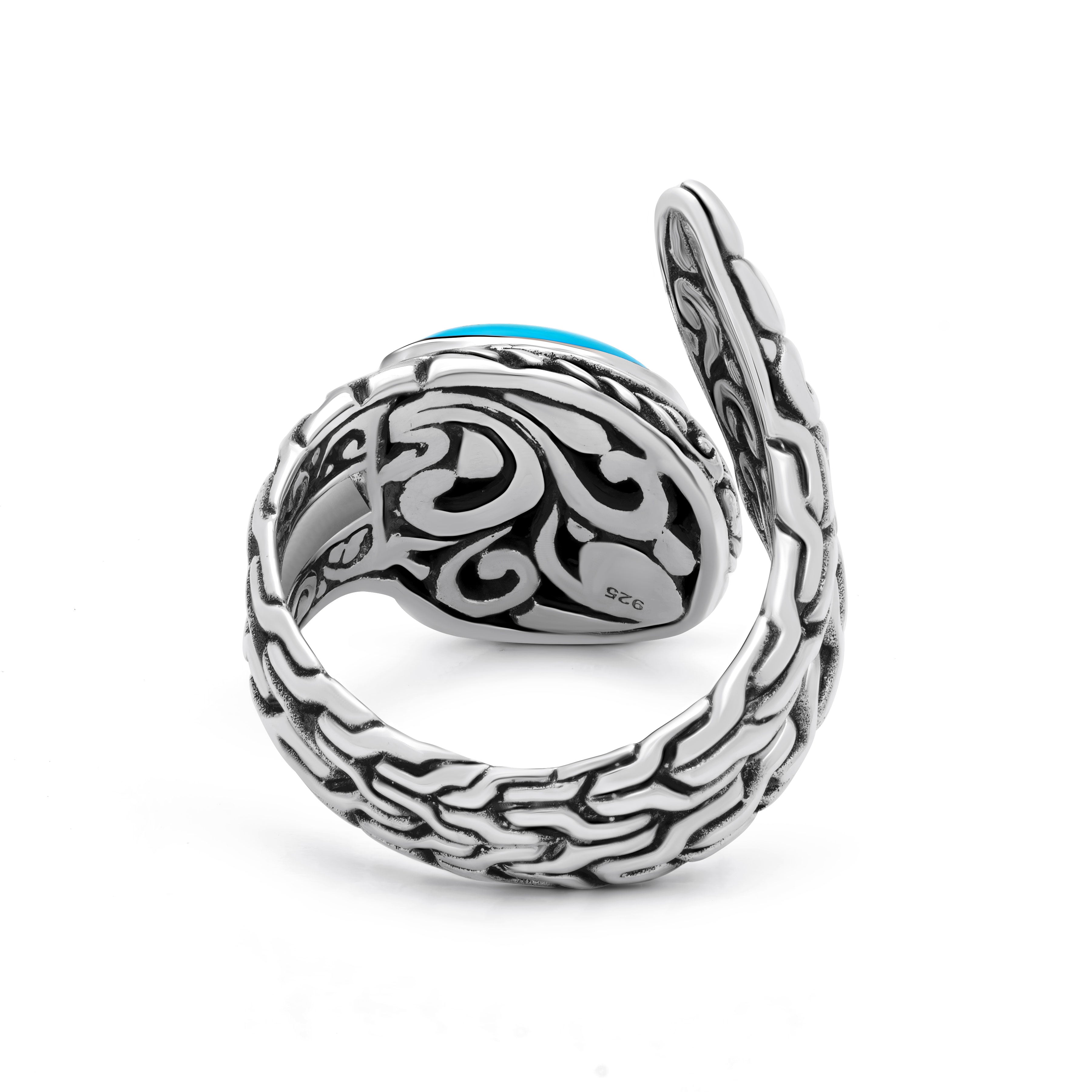 Rich Blue Sterling Silver Bali Regal Ring
